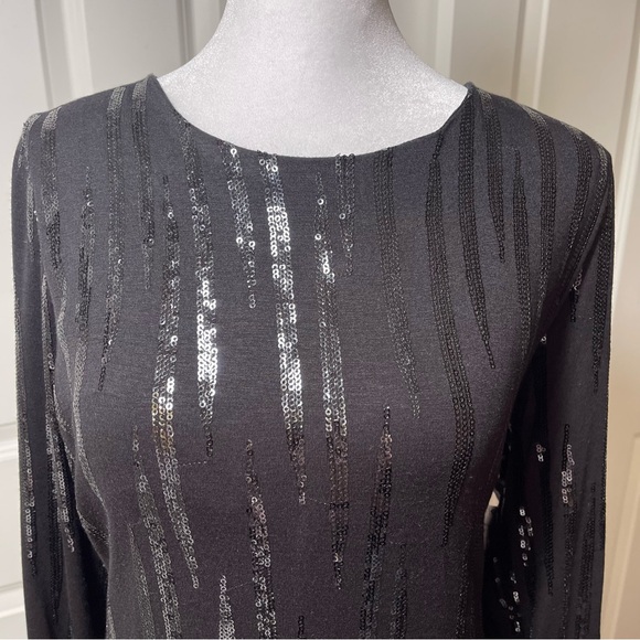 NWT Karen Kane Starlight Black Sequins Sheath Dress Long Sleeve XL - Picture 4 of 16